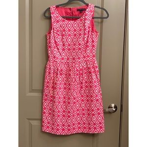 Pink and white Aztec print dress